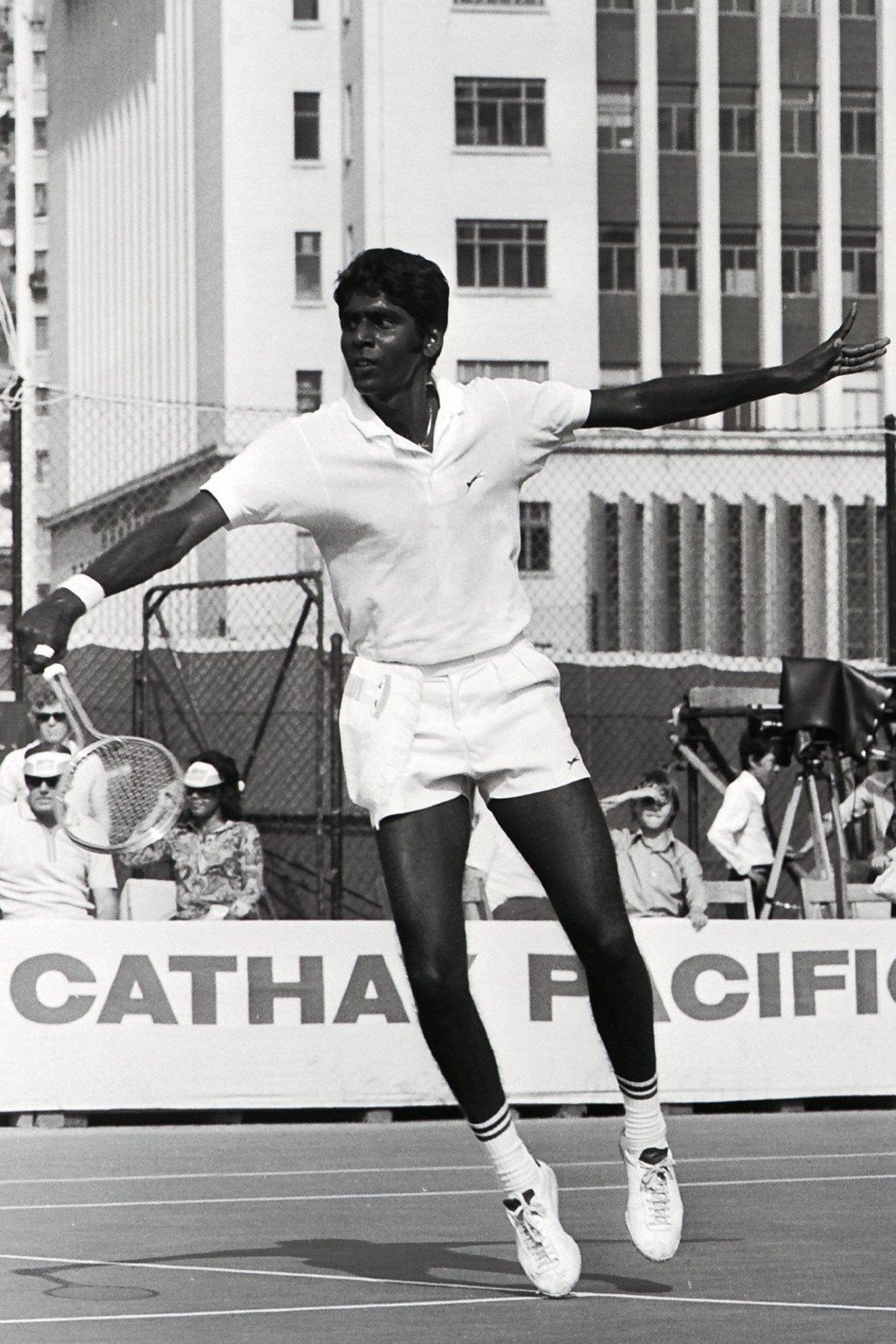 Vijay Amritraj playing at the 1973 Hong Kong National Hardcourt Tennis Championship at Victoria Park. Photo: SCMP