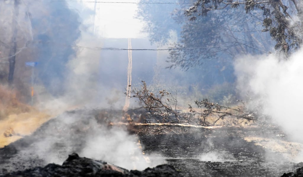 Volcanic debris is seen on a road in Leilani Estate, Hawaii, on Wednesday. Photo: Xinhua