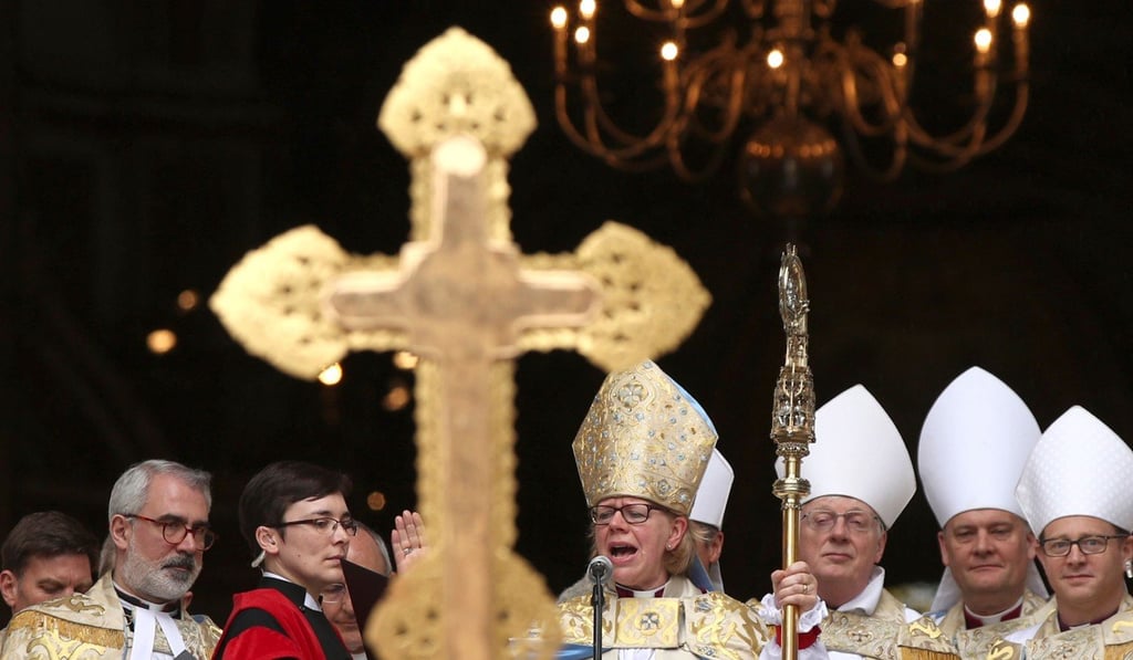 Sarah Mullally speaks during a service to install her as the 133rd Bishop of London. Photo: AFP