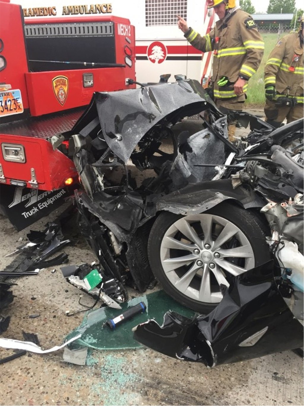 It’s not clear whether the Autopilot function was engaged before the crash. Photo: South Jordan Police Department via AP It’s not clear whether the Autopilot function was engaged before the crash. Photo: South Jordan Police Department via AP