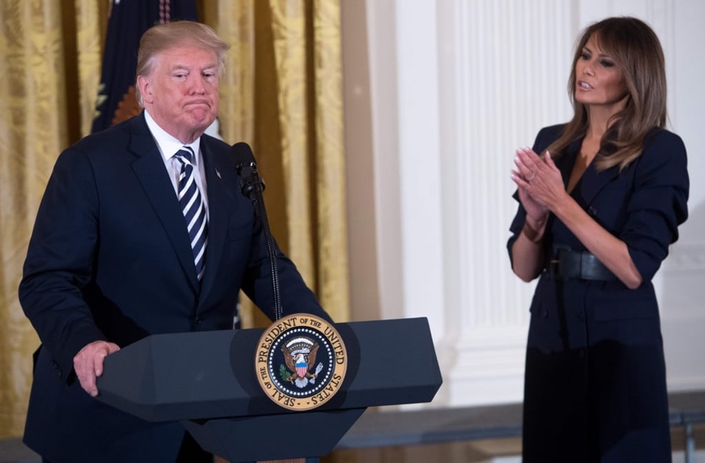 US President Donald Trump (left) speaks alongside Melania Trump during an event at the White House in Washington. Photo: AFP US President Donald Trump (left) speaks alongside Melania Trump during an event at the White House in Washington. Photo: AFP