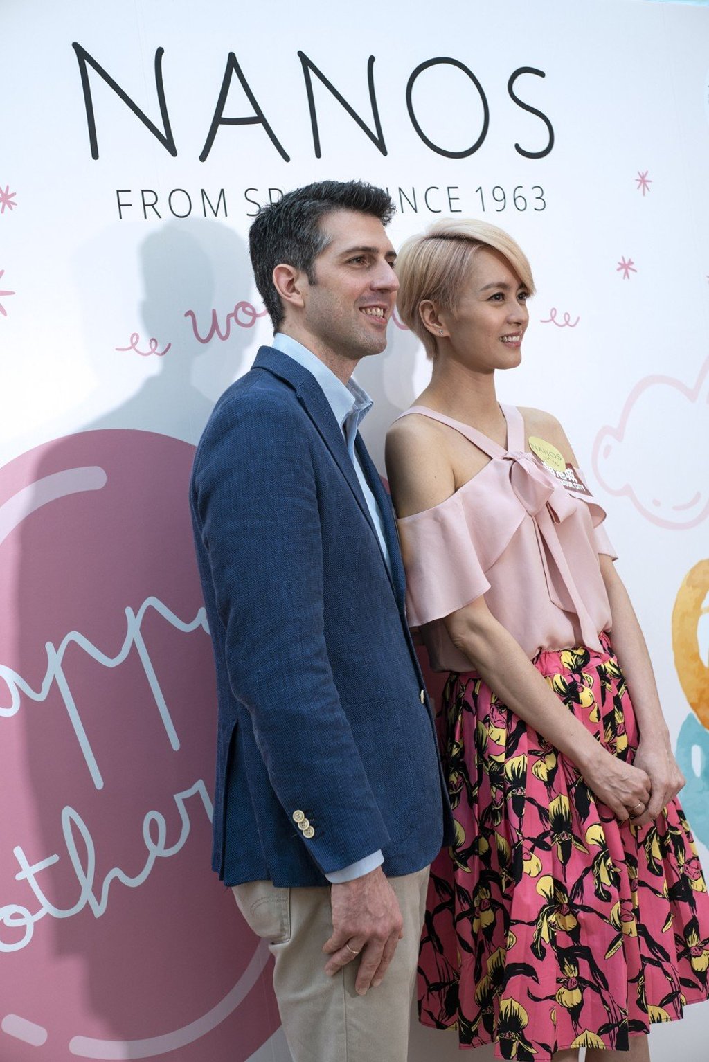 Canto-pop singer and actress Gigi Leung (right) with her husband, Sergio, at the Nanos store opening in Harbour City, Tsim Sha Tsui, on Mother’s Day.