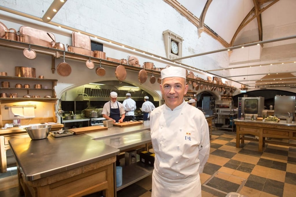 Head chef Mark Flanagan poses in the royal kitchen as preparations begin for the wedding banquet. Photo: AFP