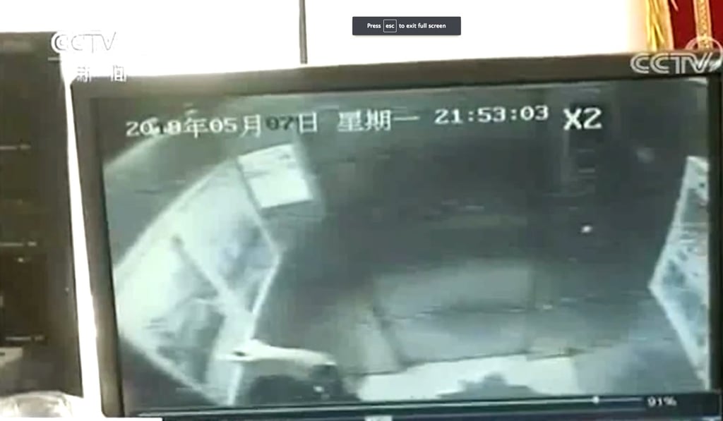 CCTV footage released showing Hebei boy setting fire to residential lift, causing damage. Incident, on the back of cases of boy who peed in lift causing malfunction and boy scratching a string of parked cars, reopens debate on Chinese society's problem of its uncontrollably spoilt kids. 15MAy18. Source: The Paper