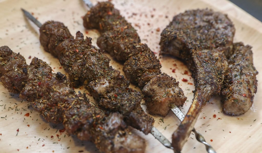 Lamb skewers and lamb rack at Mr Cumin in Fortress Hill. Traditionally rose willow twigs, rather than metal skewers, would have been used. Photo: K.Y. Cheng