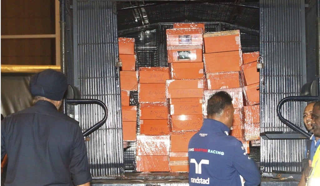 Boxes containing confiscated items from Najib’s properties. Photo: AP