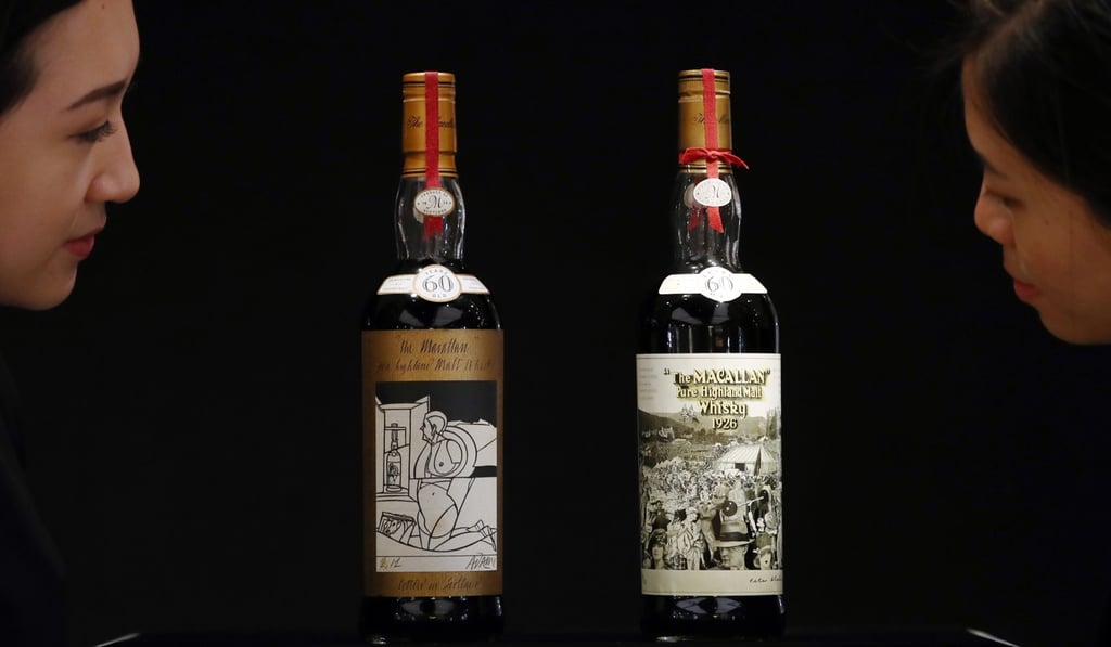 The two bottles were presented in special cabinets made of brass and glass. Photo: Nora Tam