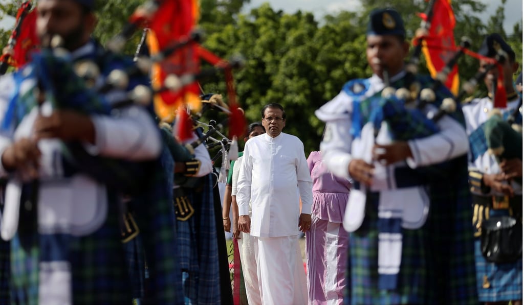 Sri Lanka’s President Maithripala Sirisena arrives at the commemoration ceremony in Colombo. Photo: Reuters