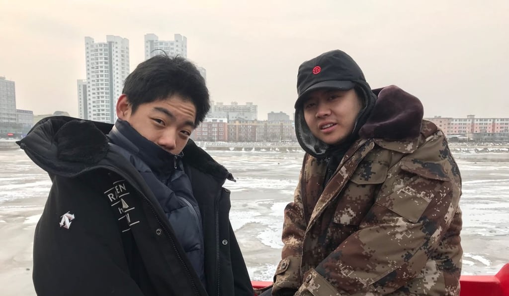 Director Wei Shujun (right) on the set of his short film, On the Border.