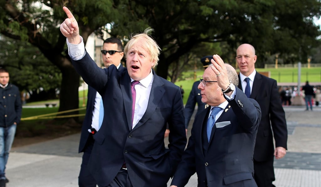 British Foreign Secretary Boris Johnson and Argentine Foreign Minister Jorge Faurie. Photo: Reuters