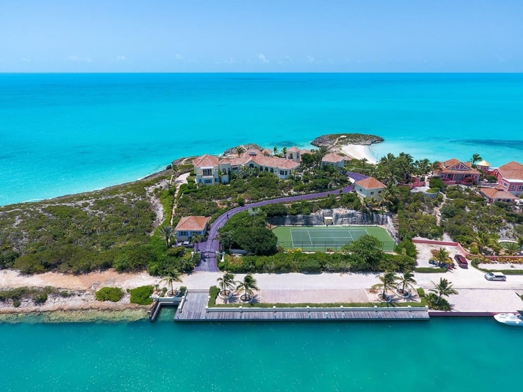 Prince’s five-acre island estate in Providenciales, Turks & Caicos, comes with a purple driveway. Photo: Premier Estates