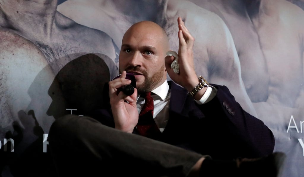 Tyson Fury during the press conference announcing his return to the sport. Photo: Reuters