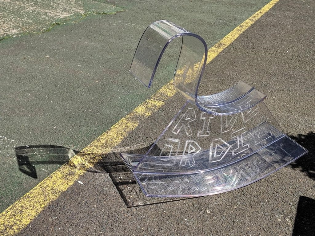 A plastic chair produced as part of the collaboration between Italian furniture maker Kartell and the Spanish artist Ignasi Monreal.