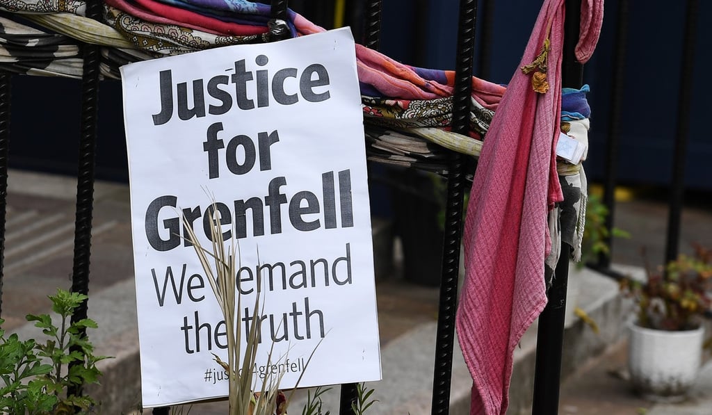 Tributes placed close to Grenfell Tower. Photo: EPA
