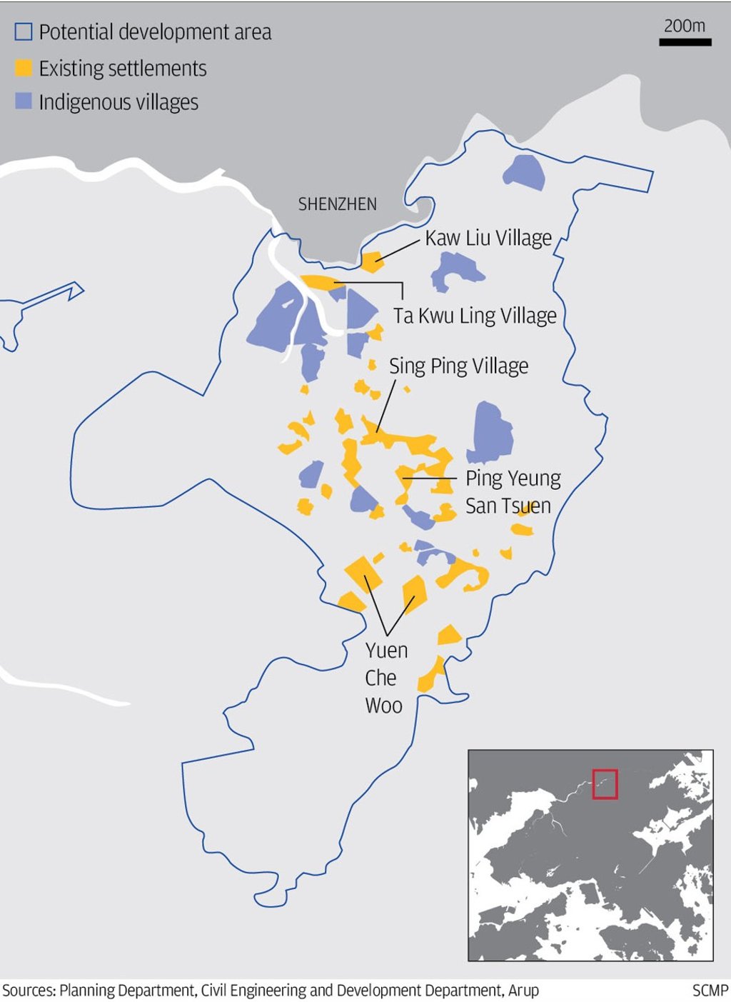 Proposed development areas in the Northern New Territories