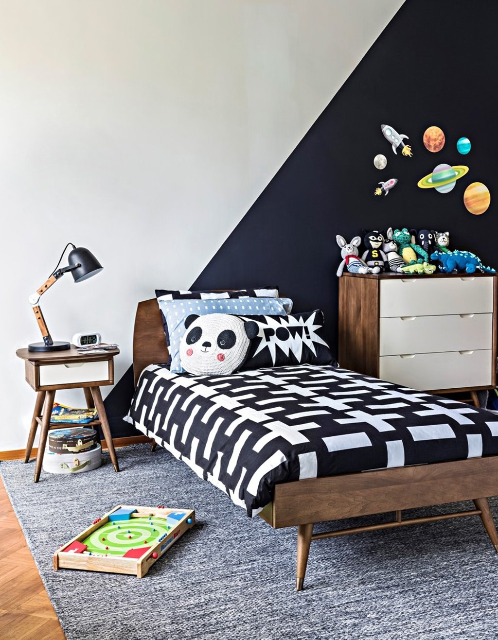 Back to the 1970s in this on-trend children’s room from Indigo Living.