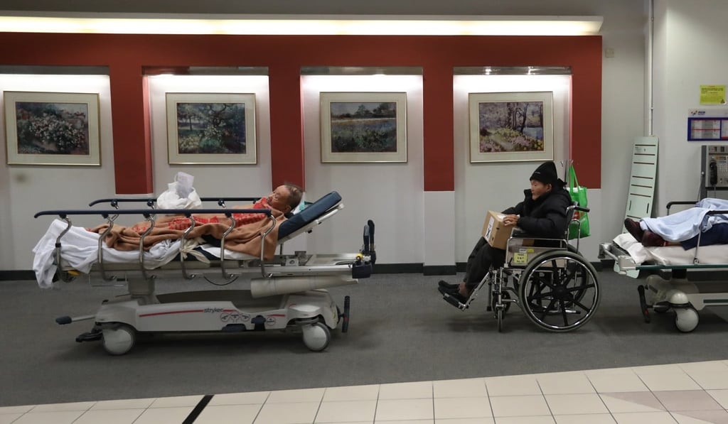 Patients queuing up inside Tseung Kwan O Hospital. Medical wards across Hong Kong were crowded over the Christmas 2017 period amid the winter flu season. Photo: Nora Tam