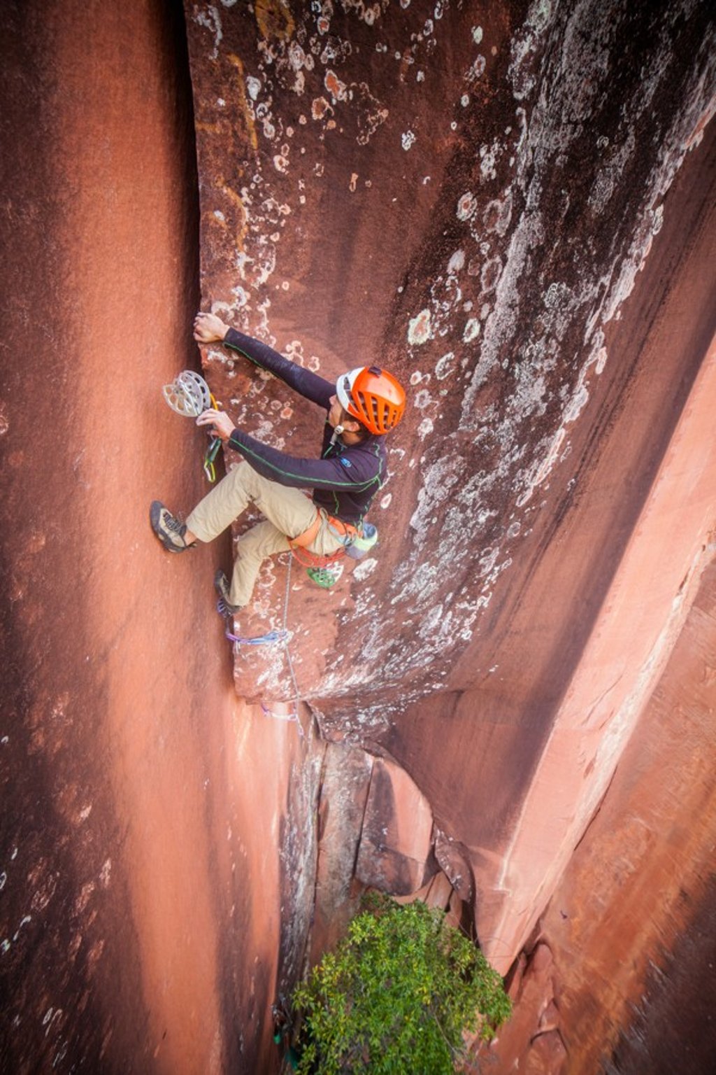 Ryder Stroud placing a large-sized piece of ‘pro’ during the first ascent of a new route called The Elephant in Liming. Photo: Alex Reshikov Ryder Stroud placing a large-sized piece of ‘pro’ during the first ascent of a new route called The Elephant in Liming. Photo: Alex Reshikov