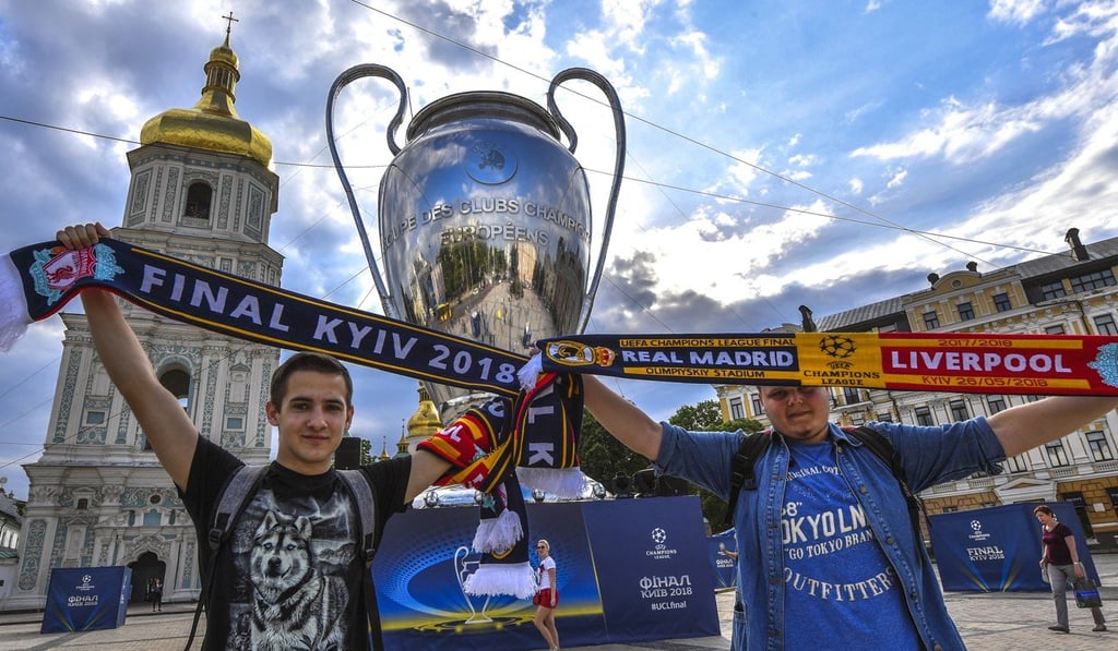 Fans have already begun to gather in the Ukrainian capital ahead of the Champions League final on Saturday. Photo: EPA