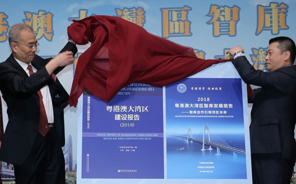 Industry experts Wang Jun (left) and Ricky Tsang Chi-ming at the first Greater Bay Area Forum in North Point last month. Photo: Dickson Lee