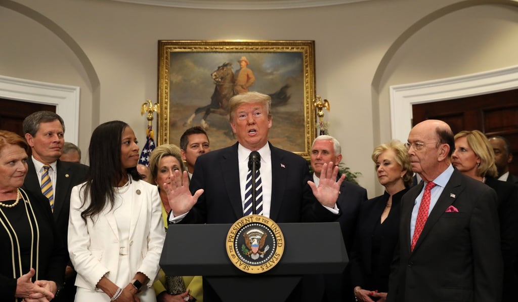 Trump, seen on Thursday, cited North Korea’s ‘aggression’ as his reason for pulling out of the planned June 12 talks in Singapore. Photo: Reuters