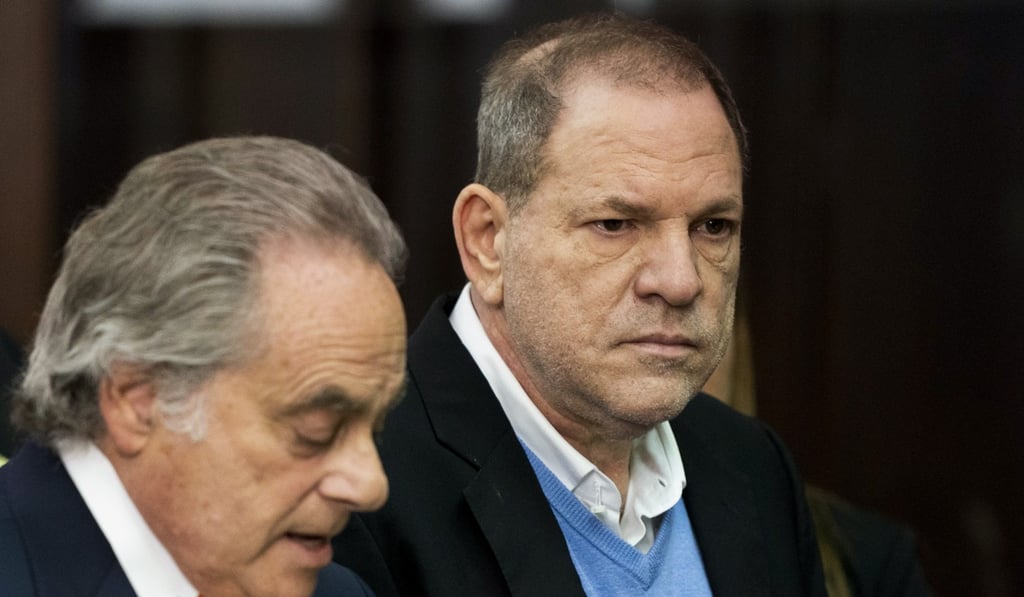 Harvey Weinstein stands with his attorney, Benjamin Brafman, during his arraignment. Photo: pool via EPA-EFE