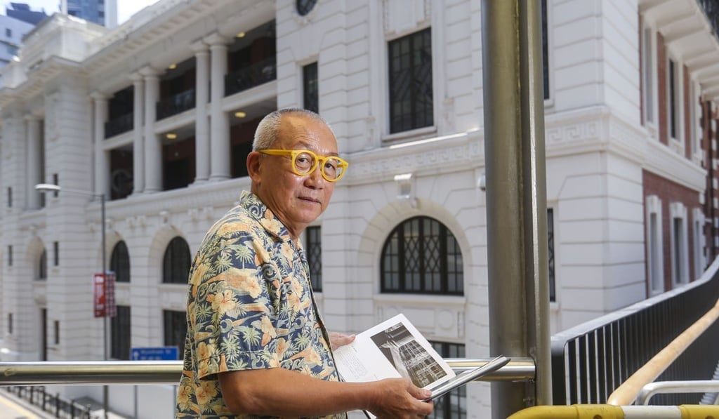 Leong, with a copy of his book, Curtain Call, outside the Central Police Station. Photo: Xiaomei Chen
