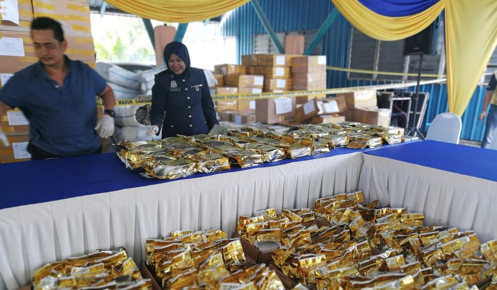 Malaysian Customs display the meth haul. Photo: Reuters