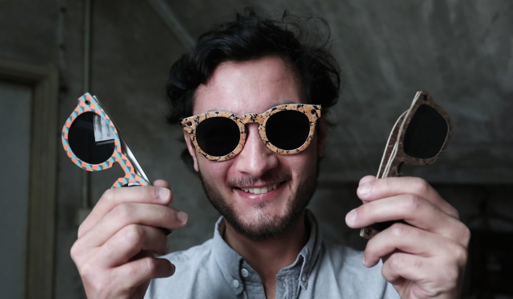 Paper Shades founder James Chu makes smartly designed sunglasses from recycled paper and plastic waste. Photo: Jonathan Wong