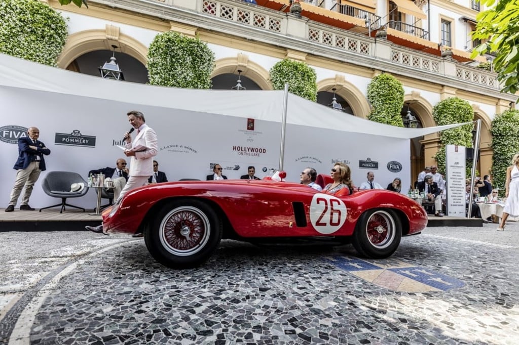 Entrant Jose M. Fernandez drives a 1955 Ferrari 750 Monza at the classic car show, Concorso d’Eleganza Villa d’Este at Lake Como, Italy, which ended on Sunday. Photo: Bloomberg