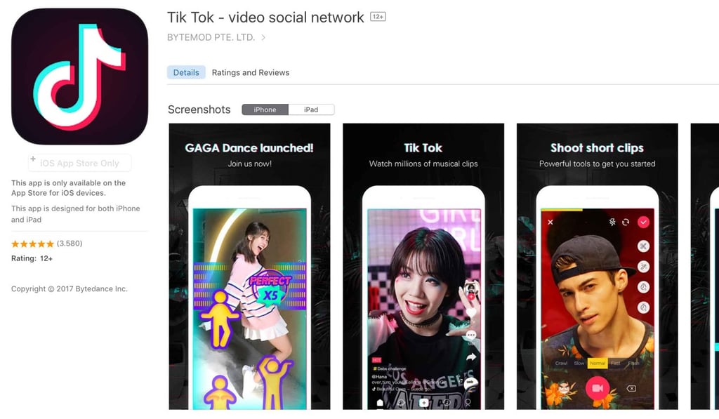 According to Tik Tok’s service agreement, the app is not for users under 16 years old. Photo: Handout According to Tik Tok’s service agreement, the app is not for users under 16 years old. Photo: Handout
