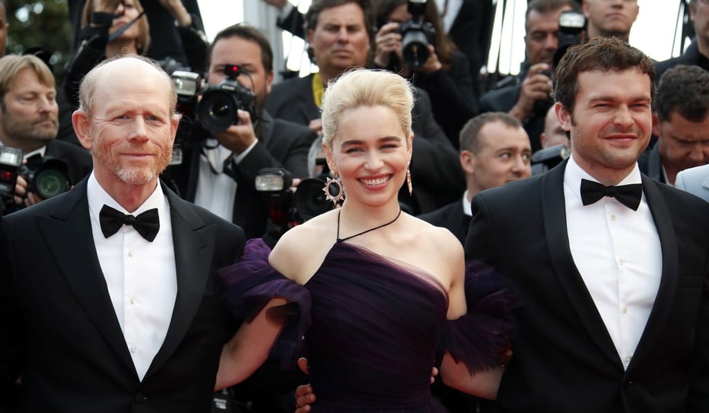 From left: Ron Howard, Emilia Clarke and Alden Ehrenreich at the Cannes Film Festival. Photo: EPA-EFE/Franck Robichon