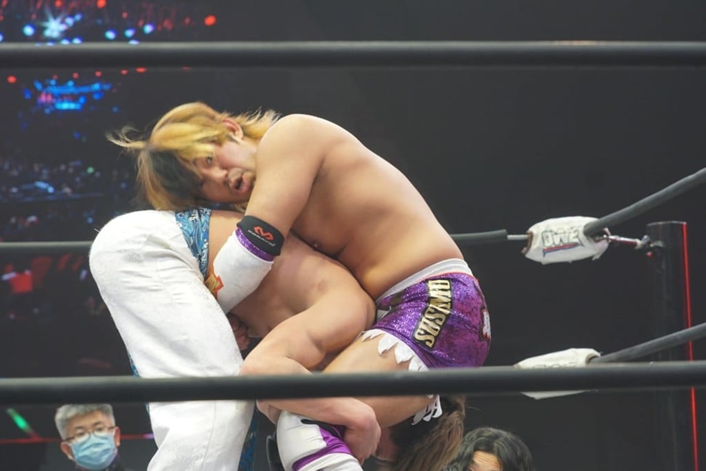 Wrestlers perform during OWE’s debut show in Shanghai on February 2. Photo: Alamy