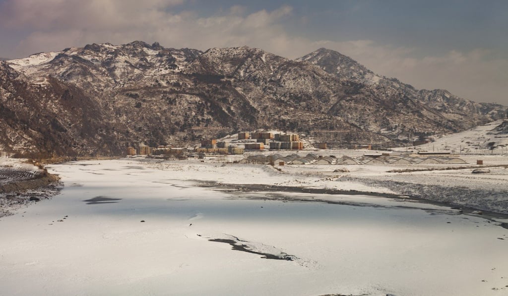 A frozen river in North Hamgyong province, at the end of the Pyongyang to Tumangang train journey.