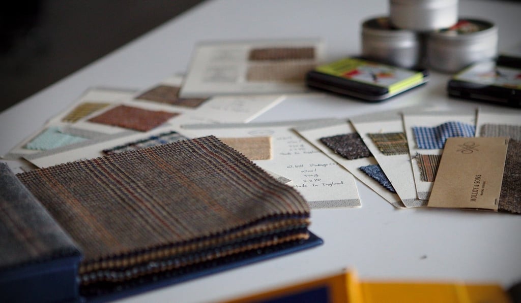 Fabric swatches at Principle M in Beijing.