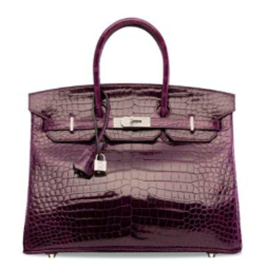 A shiny Hermès 2010 améthyste porosus crocodile diamond Birkin 35 bag with 18ct white gold & diamond hardware, which was sold at auction for HK$1.25 million by Christie’s Hong Kong on Wednesday.