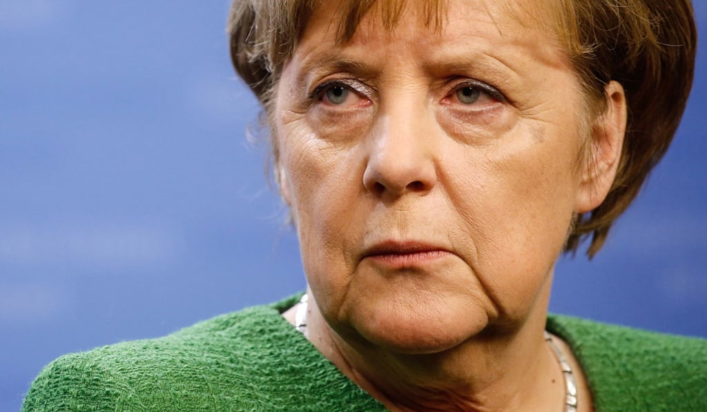 German Chancellor Angela Merkel at a news conference following a European Union (EU) leaders summit in Brussels on Feb. 23, 2018. MUST CREDIT: Bloomberg photo by Dario Pignatelli.