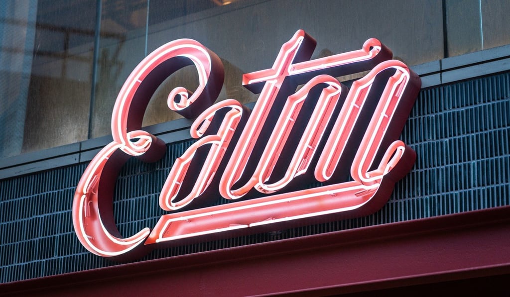 The neon signage of Hong Kong’s Eaton HK is inspired by the works of filmmaker Wong Kar-wai, who shot many of his ’90s films in the neighbourhood. Photo: Lit Ma The neon signage of Hong Kong’s Eaton HK is inspired by the works of filmmaker Wong Kar-wai, who shot many of his ’90s films in the neighbourhood. Photo: Lit Ma