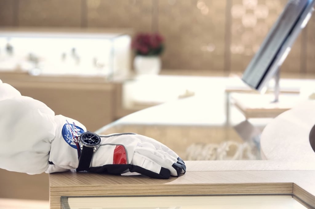 An Omega watch is displayed inside the luxury brand’s new Hong Kong store in Pedder Street, Central An Omega watch is displayed inside the luxury brand’s new Hong Kong store in Pedder Street, Central