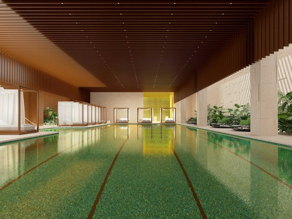 The indoor swimming pool at Bulgari Shanghai