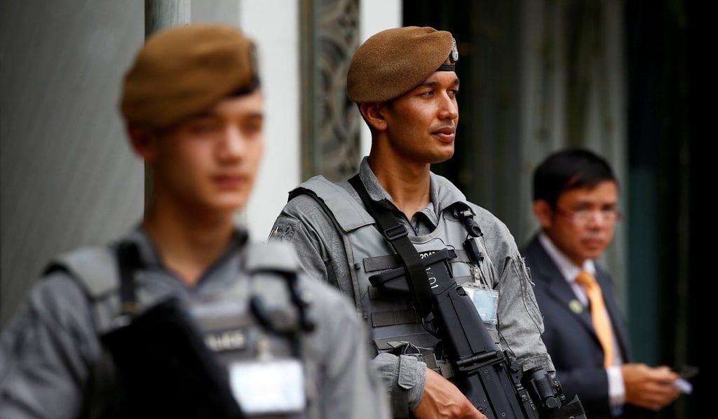 Gurkha soldiers stand guard at the venue of the 16th IISS Shangri-La Dialogue in Singapore June 2. Photo: Reuters