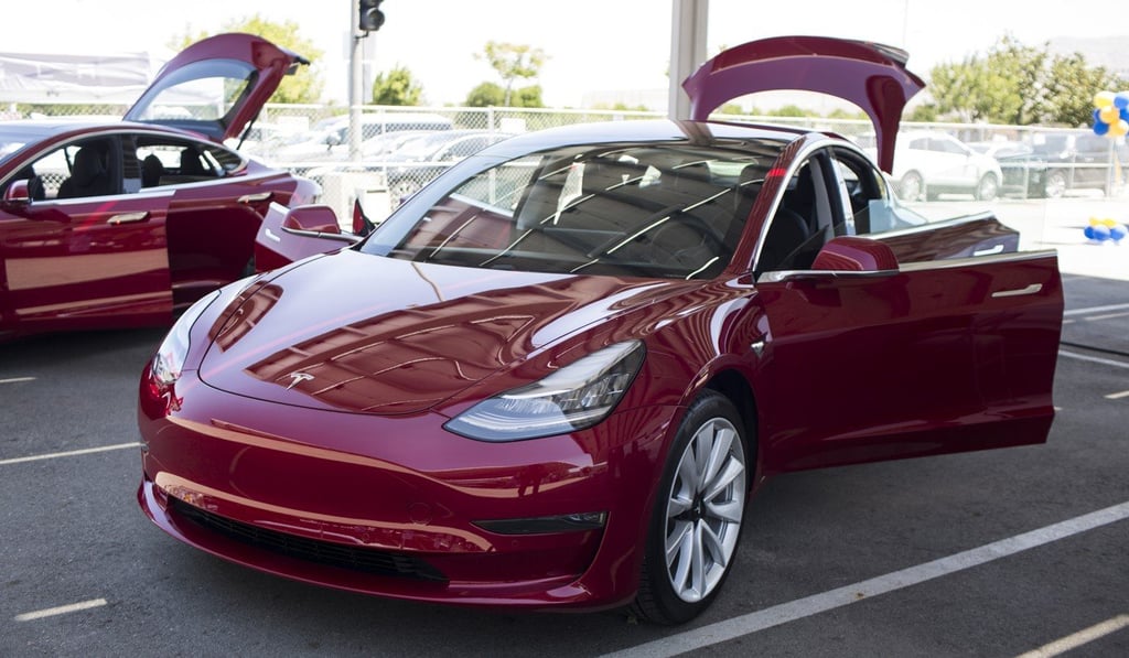 A Tesla Model 3 electric vehicle is displayed during the California Air Resources Board (CARB) 50th Anniversary Technology Symposium and Showcase in Riverside, California, in May. Photo: Bloomberg/Dania Maxwell A Tesla Model 3 electric vehicle is displayed during the California Air Resources Board (CARB) 50th Anniversary Technology Symposium and Showcase in Riverside, California, in May. Photo: Bloomberg/Dania Maxwell