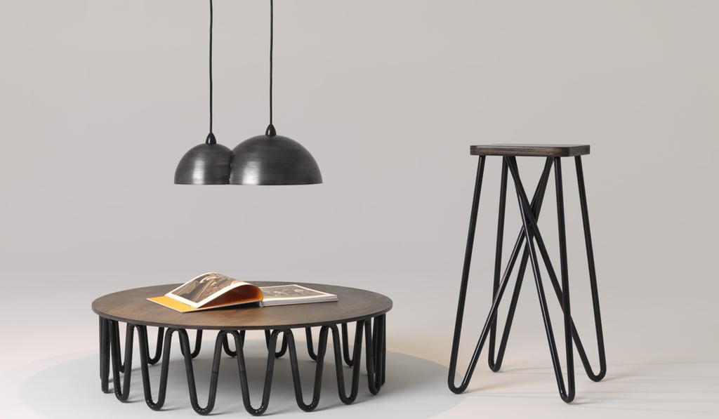 The Cloud lamp, Wrinkle table and Tangle stool by Clark Bardsley. The Cloud lamp, Wrinkle table and Tangle stool by Clark Bardsley.