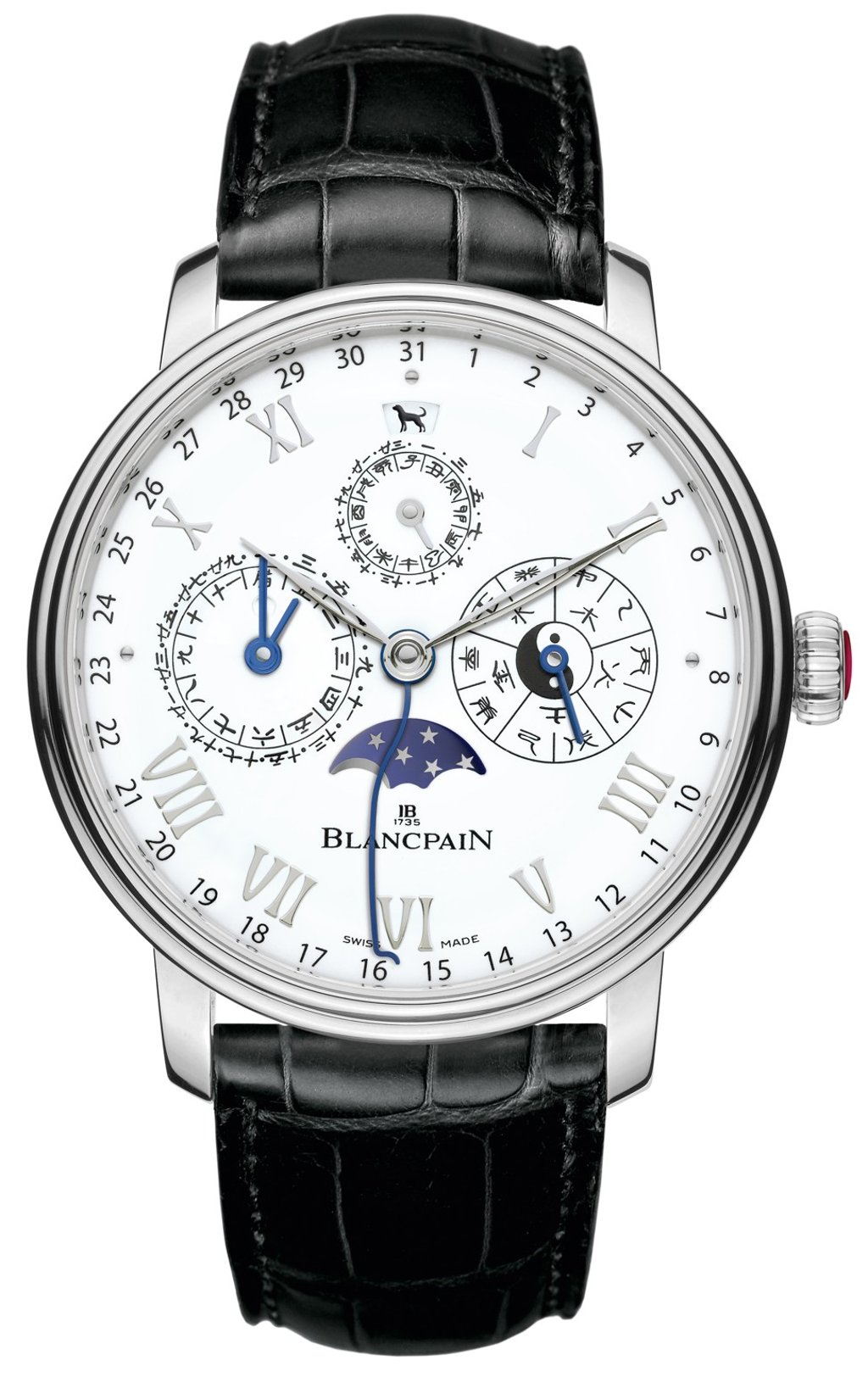 Blancpain. This self-winding Traditional Chinese Calendar watch has indications of the Chinese calendar, signs of the zodiac, the five elements and the 10 celestial stems, HK$702,000