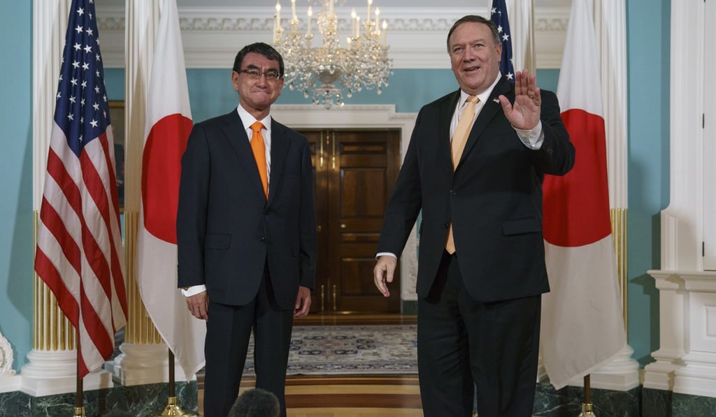 Japanese Foreign Minister Taro Kono met Mike Pompeo in Washington this week, and the US Secretary of State will visit him after the summit in Singapore. Photo: AP