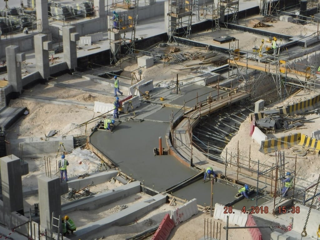 Lusail, the main stadium for the 2022 football World Cup, is under construction on the outskirts of Doha. A joint venture between Qatari contractor HBK and China Railway Construction Corporation is the main contractor for the project. Photo: Handout