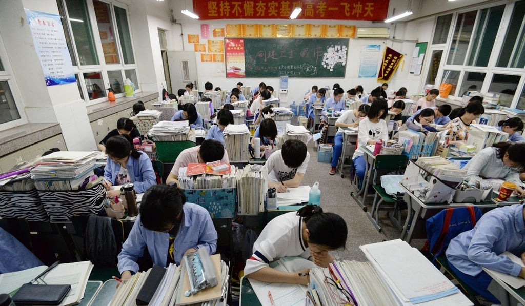 Chinese high school pupils in Handan, Hebei province, study late into night for the annual gaokao college entrance examinations. Photo: EPA-EFE