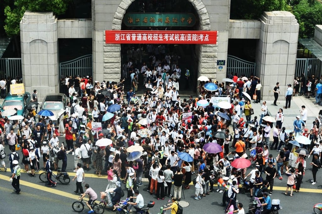 Students walk out of a school on the first day of the university entrance exam in China, or the ‘gaokao’, in Hangzhou, China on June 7. Photo: AFP Students walk out of a school on the first day of the university entrance exam in China, or the ‘gaokao’, in Hangzhou, China on June 7. Photo: AFP