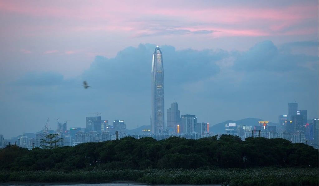 A view of the Shenzhen skyline from across the Kam Tin River in Hong Kong. Many Hong Kong permanent residents working in mainland China shuttle to and fro and maintain a home in Hong Kong. Photo: EPA-EFE A view of the Shenzhen skyline from across the Kam Tin River in Hong Kong. Many Hong Kong permanent residents working in mainland China shuttle to and fro and maintain a home in Hong Kong. Photo: EPA-EFE