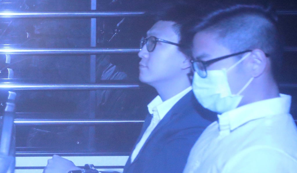 Leung (left) is driven to Lai Chi Kok Reception Centre on Monday. Photo: Edward Wong